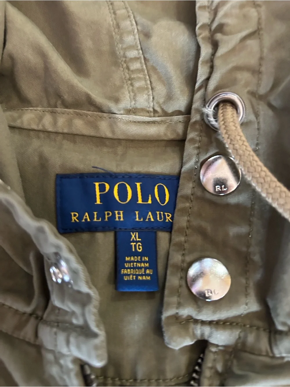 Polo Ralph Lauren Full Zip Hooded Windbreaker Cotton Blend Olive Green Sz Xl - Picture 15 of 16